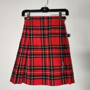 Strathmore Kilt Skirt Womens Size 10 100% Pure Wool Red Plaid Scotland Tartan